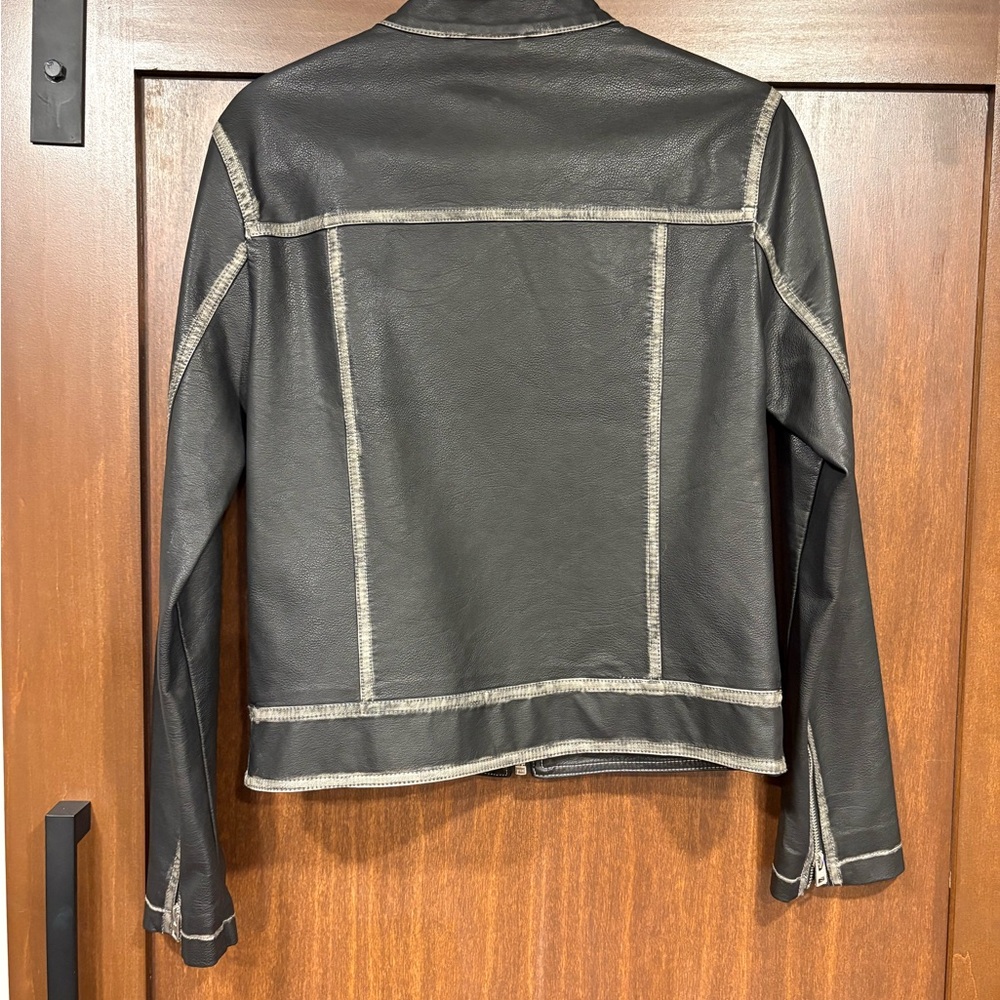 Racing Jacket Topshop distressed faux leather jacket worn 1 XS pristine cond - Picture 5 of 10